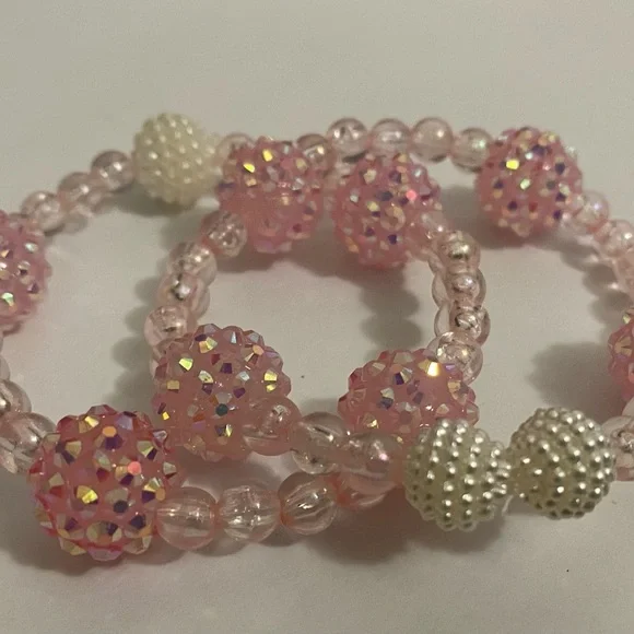 Hand Crafted Pink and White Beaded Bracelets - Picture 3 of 3